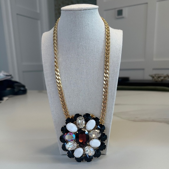 Rebekah Price Swarovski Crystal Flower Pendant on Wide Gold Italian Chain - Picture 10 of 12